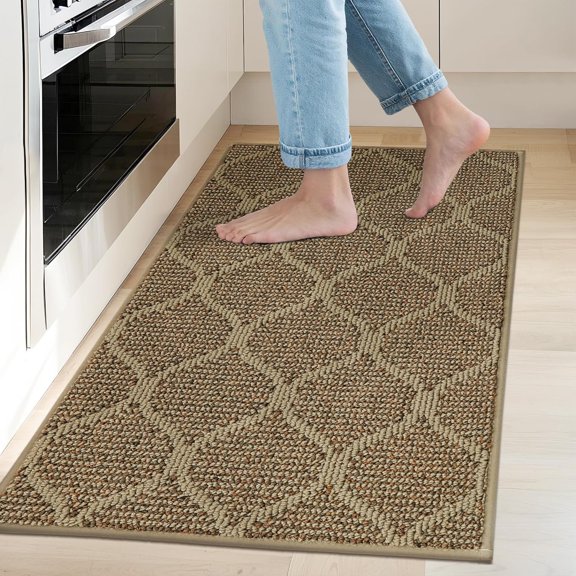 Kitchen Rug Non Slip Washable 20"x32", Absorbent Kitchen Mats for Floor, Runner Rugs for Kitchen Floor, 100% Polypropylene Kitchen Sink Rug (Beige)