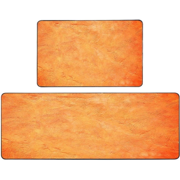 Kitchen Rug, Orange Farmhouse Kitchen Rugs 17"X48"+17"X24" Kitchen Rugs and Mats Non Skid Washable for Kitchen Dining Room,Floor Home,Office,Sink,Laundry