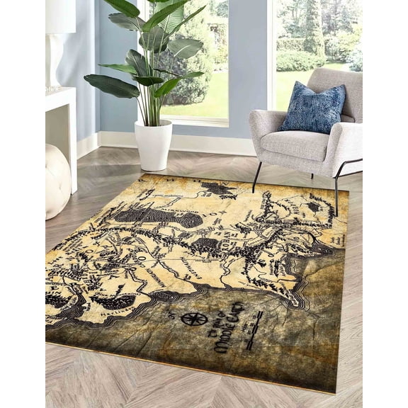 Kitchen Rug, Pet Friendly Rug, Gift Rug, Gift For The Home, Printed Map Rug, Printed Rugs, Map Rugs, Stair Rug, Door Mat, Outdoor Rug, 3.9'x5.9' - 120x180 cm