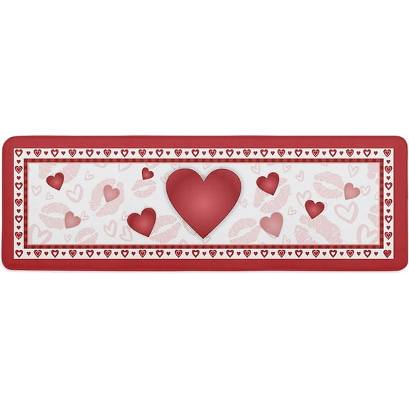 Kitchen Rug Red Gradient Love Sweet Valentine''s Day,Non Slip Bath Rugs Water Absorption Floor Doormat Lip Print Back,Washable Area Runner for Laundry Bathroom Living Room