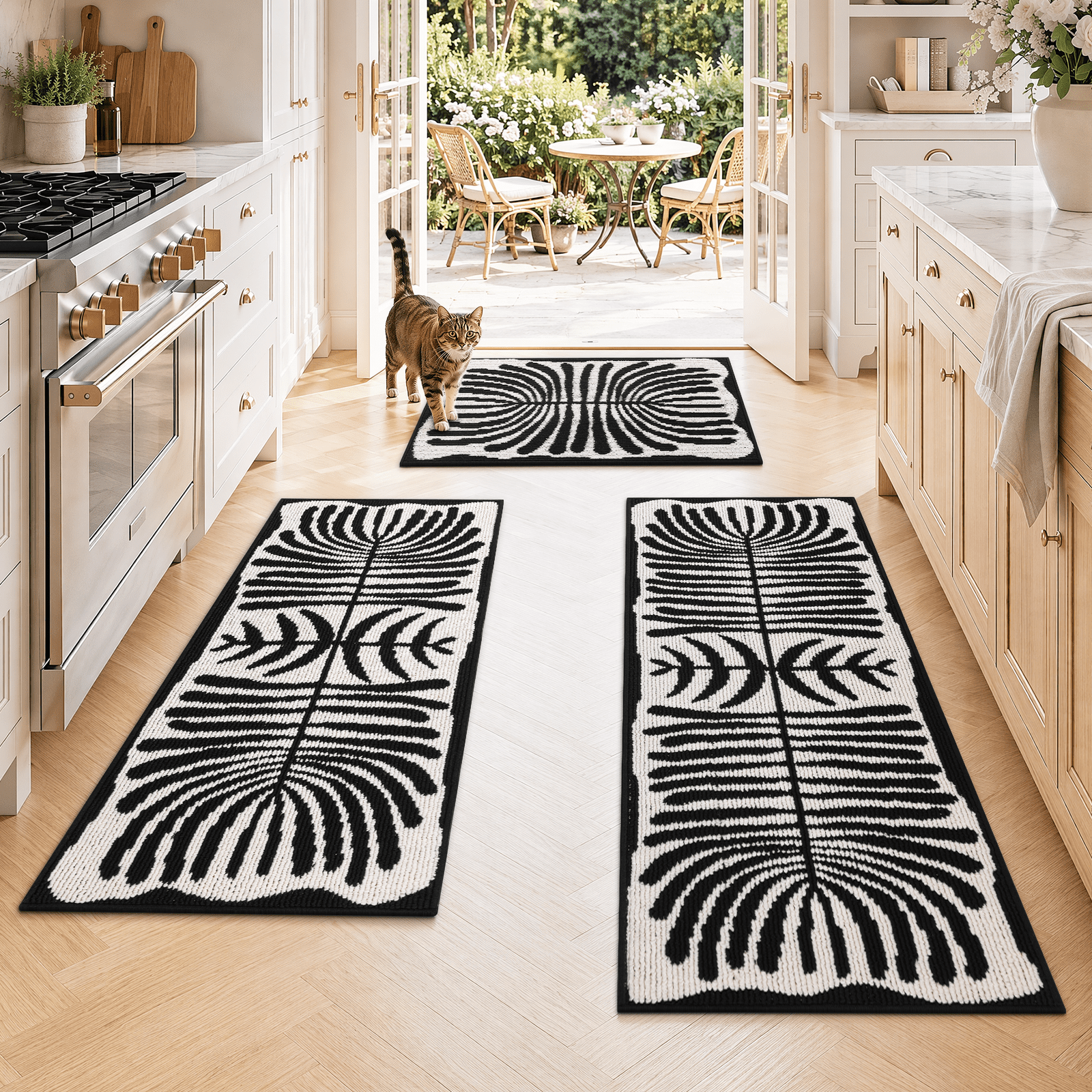 Yamaziot Kitchen Rug and Runner Set of 3, Farmhouse Kitchen Floor Mats Non Slip Washable Runner Rug Carpet for Sink Laundry Room Door