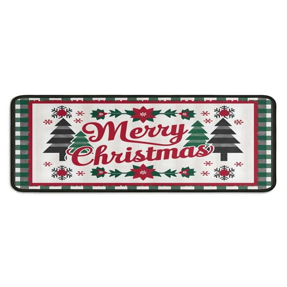 Kitchen Rug Set of 2 Anti Fatigue Christmas Kitchen Mats for Floor,Winter Christmas Holiday Forest Rustic Farmhouse Kitchen Floor Mats for Bathroom,Room Bedroom (47x17+30x17 Inches)