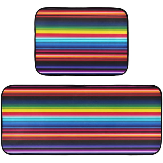 Kitchen Rug Set of 2, Mexican Stripes Cushioned Anti-Fatigue Kitchen Mat Non Slip Washable Floor Mat Comfort Standing Mats for Office, Home, Laundry Room Home Decor Gifts