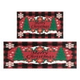 thumbnail image 1 of Kitchen Rug Set of 2 Non Skid Kitchen Mats for Floor,Colorful Triangle Tree Merry Christmas Kitchen Rugs and Mats for Bathroom,Room Cook (47x17+30x17in), 1 of 7