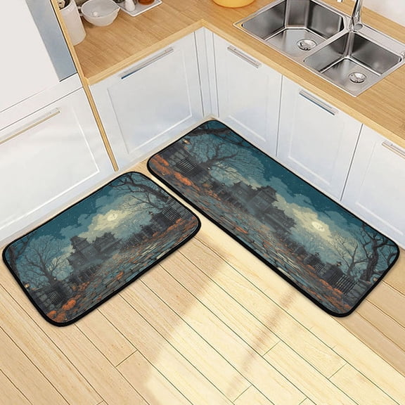 Kitchen Rug Set 2 Pieces Non Slip Kitchen Mat for Kitchen Home Floor Sink 47"x19"+27"x19" Ancient Mansion