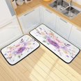 thumbnail image 1 of Kitchen Rug Set 2 Pieces Non Slip Kitchen Mat for Kitchen Home Floor Sink 47"x19"+27"x19" Purple and Pink Roses, 1 of 7
