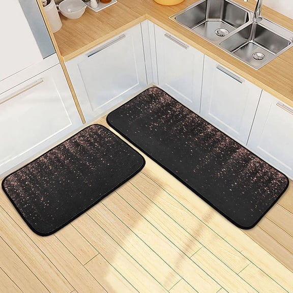 Kitchen Rug Set 2 Pieces Non Slip Kitchen Mat for Kitchen Home Floor Sink 47"x19"+27"x19" Rose Gold Glitter