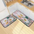 thumbnail image 1 of Kitchen Rug Set 2 Pieces Non Slip Kitchen Mat for Kitchen Home Floor Sink 47"x19"+27"x19" Three Large White Daisies, 1 of 7