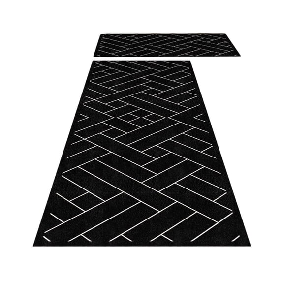 Kitchen Rug Set 2 Pieces Non-Slip Washable,Modern Geometric Herringbone Kitchen Mats for Floor,Absorbent Soft Kitchen Rugs,Comfort Standing Mat for Kitchen,Laundry,Bathroom,Hallway