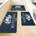 thumbnail image 1 of Kitchen Rug Set of 3, Non-Slip Absorbent Kitchen Mats, Black Utensil Print, Machine Washable Nylon Floor Mats for Kitchen, Sink, Laundry Room, Bedroom, Anti-Skid Cushioned Carpet,Blue, 1 of 7