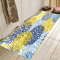 Kitchen Rug Set Green Spring Floral Blue Yellow and Navy Chrysanthemum Flowers Comfort Chef Mat Cushioned Floor Mats Washable Doormat Anti Fatigue Non-Slip Kitchen Runner Rugs Bedroom Area Carpetet
