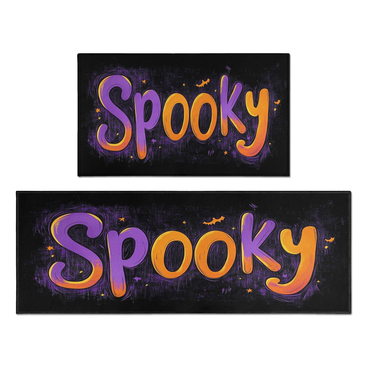 Kitchen Rug Set Of 2 Absobent Kitchen Mats for Floor,Happy Halloween