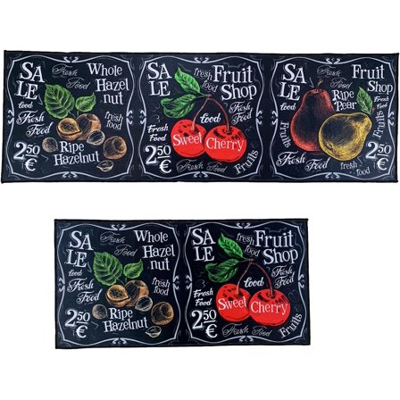 Kitchen Rug Set of 2, Farmhouse Kitchen Rug, Sunflower Kitchen Mat,Kitchen Rugs and Mats Non Skid Washable 16 x 31.5 in +16 x 47.3 in (Fruit Rugs)