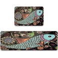 thumbnail image 1 of Kitchen Rug Sets 2 Piece with Runner,Art Fishes Here Fishes There Ocean Tropical and Exotic Coral Reefs Fish in a Shallow Underwater, Washable Non Slip Anti Fatigue Floor Mats for Hallway,Laundry,Sink, 1 of 2