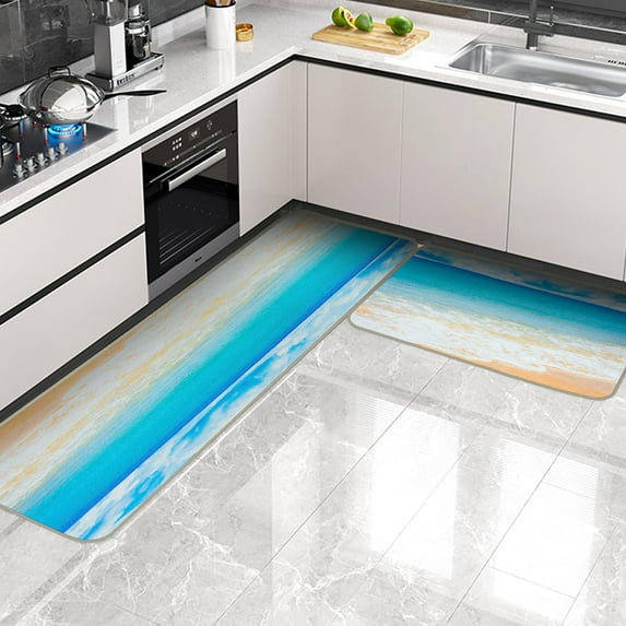 Kitchen Rug Sets 2 Pieces Non Slip Rugs Kitchen Mats for Floor 17"x48"+17"x30" Washable Hallway Laundry Room Runner Rug Standing Mat Carpet Home Decor Fruit