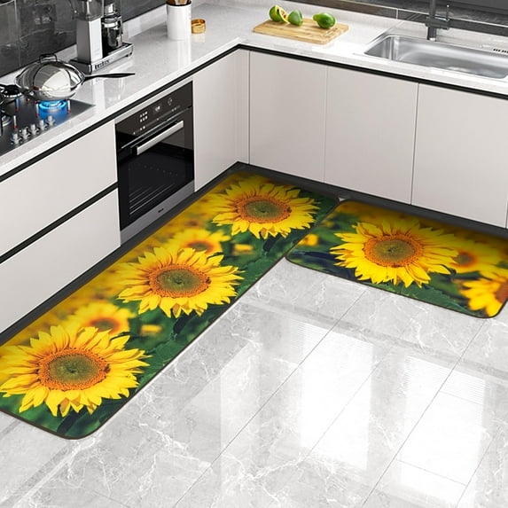 Kitchen Rug Sets 2 Pieces Non Slip Rugs Kitchen Mats for Floor 17"x48"+17"x30" Washable Hallway Laundry Room Runner Rug Standing Mat Carpet Home Decor Fruit