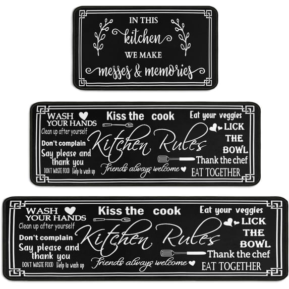 Kitchen Rug Sets of 3 Piece Non Slip Kitchen Rugs and Mats Washable Kitchen Mats for Kitchen Floor Mat Carpet Runner Rugs for Hallway Laundry Decor 17\u201dx30\u201c+17'''' X 47''''+17\u201cX59\u201d