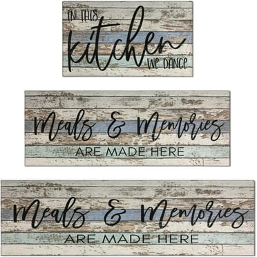 Kitchen Rug Sets 3 Piece with Runner Non Slip Kitchen Rugs and Mats Washable Kitchen Mats for Kitchen Floor Mat Carpet Runner Rugs for Hallway Laundry Decor 17”x30“+17'''' X 47''''+17"x59"