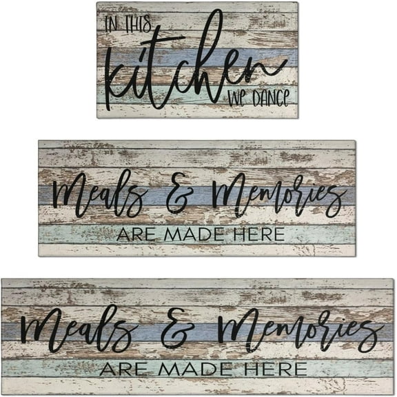 Kitchen Rug Sets 3 Piece with Runner Non Slip Kitchen Rugs and Mats Washable Kitchen Mats for Kitchen Floor Mat Carpet Runner Rugs for Hallway Laundry Decor 17x30+17'''' X 47''''+17"x59"