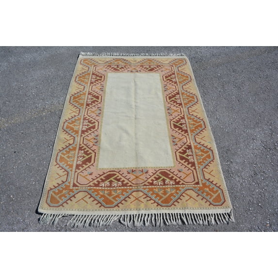 Kitchen Rug, Vintage Rug, Turkish Rugs, Colorful Rugs, 3.9x5.6 ft Accent Rug