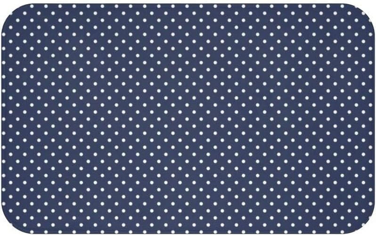 Kitchen Rug Washable Navy Bathroom Non Skid Soft Bath Mat with White