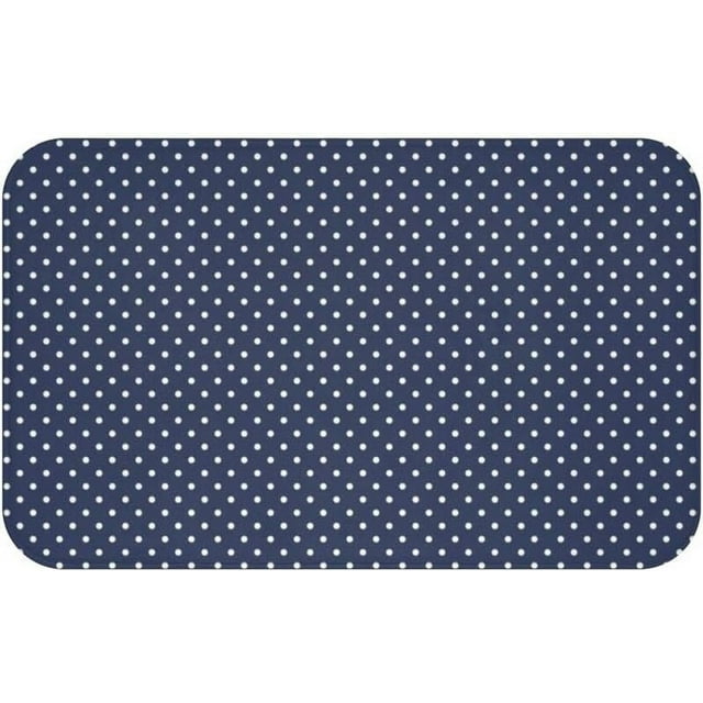 Kitchen Rug Washable Navy Bathroom Non Skid Soft Bath Mat with White