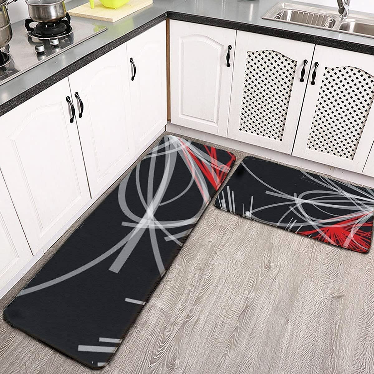 Kitchen Rug and Mat Set NonSlip Rubber Back Floor Mats 2 Pieces