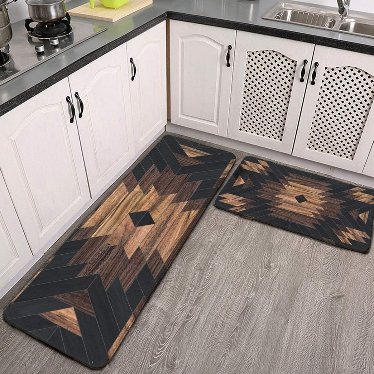 Kitchen Rug and Mat Set Non-Slip Rubber Back Floor Mats 2 Pieces ...