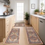 Kitchen Rug and Runner Sets of 3, Yamaziot Kitchen Rugs, Washable Non Slip Kitchen Runner Rug, Farmhouse Hallway Runner Doormat