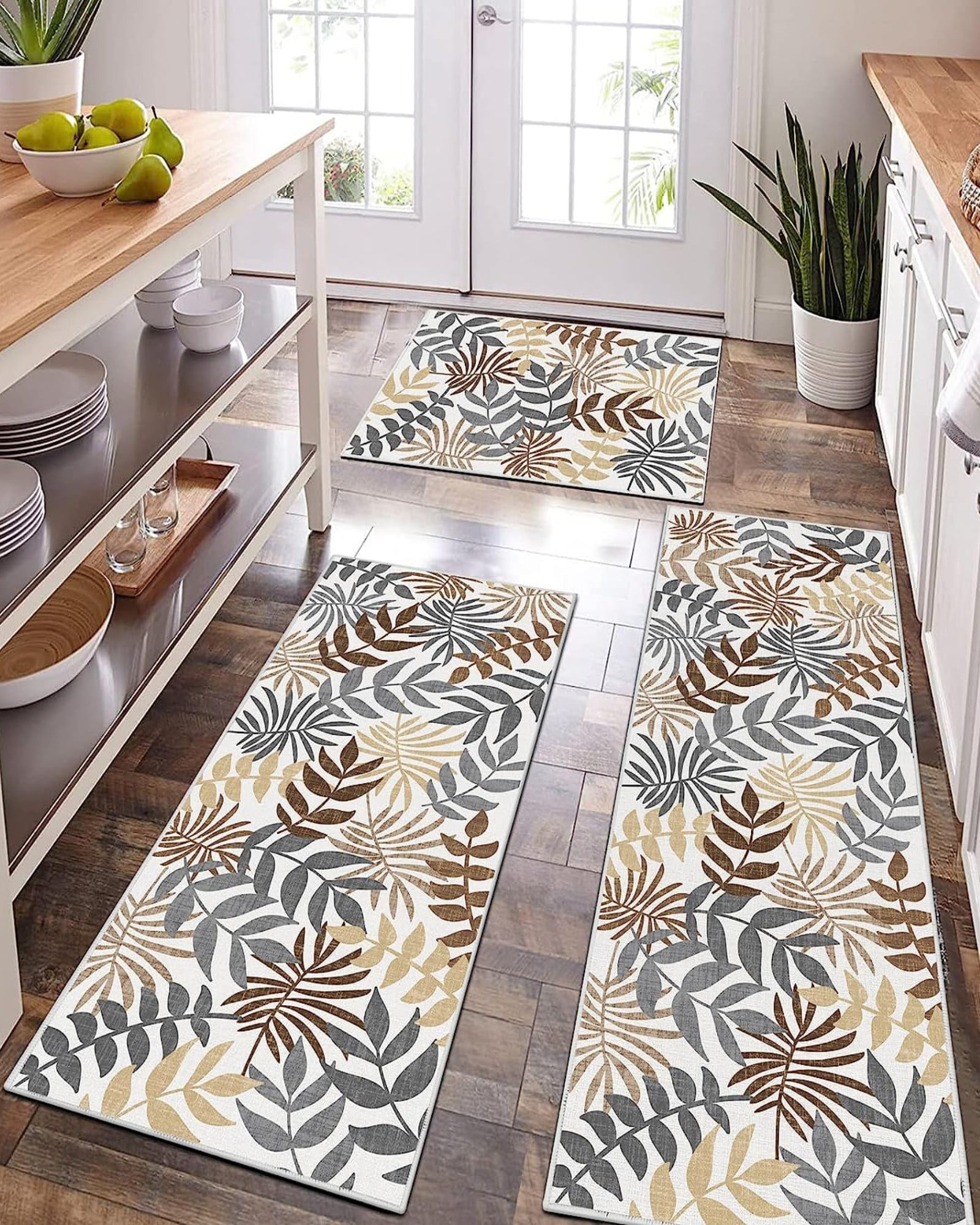 Kitchen Rug and Runner Sets of 3, Kitchen Floor Mat Carpet, Waterproof