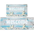 thumbnail image 1 of Kitchen Rugs 2 PCS Cushioned Anti-Fatigue Kitchen Mats for Floor Non-Slip Waterproof Kitchen Mats Daisy Smiling Face on The Wooden Kitchen Floor Mat Washable for Kitchen, Home, Office, Laundry, 1 of 5