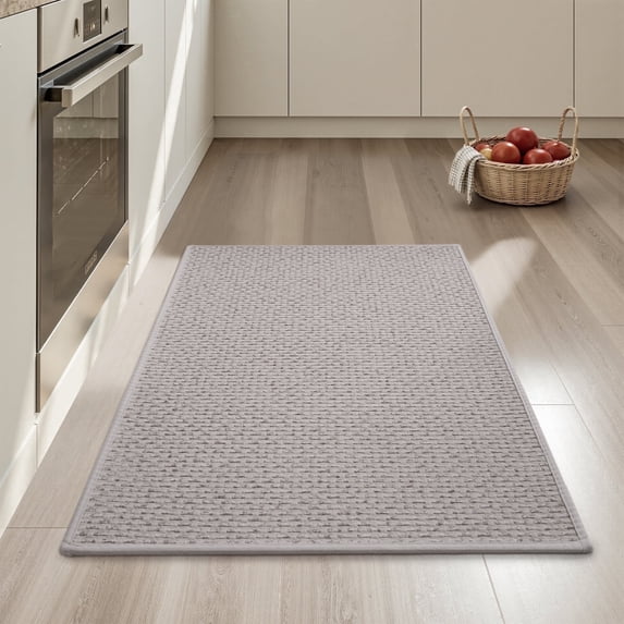 FEELHOME Kitchen Rugs 20"x32" Non-Slip Absorbent Kitchen Floor Mats Geometric Kitchen Mat Washable Small Throw Rug for Kitchen Decor, Gray