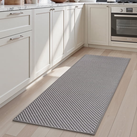 FEELHOME Kitchen Rugs 20"x47" Non-Slip Absorbent Kitchen Floor Mats Geometric Kitchen Mat Washable Small Throw Rug for Kitchen Decor, Dark Gray