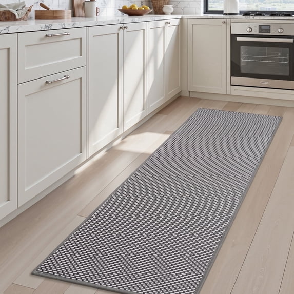 FEELHOME Kitchen Runner Rugs 20"x70", Long Non-Skid Absorbent Carpet Geometric Kitchen Mat, Washable Hallway Rug for Kitchen Decor, Dark Gray