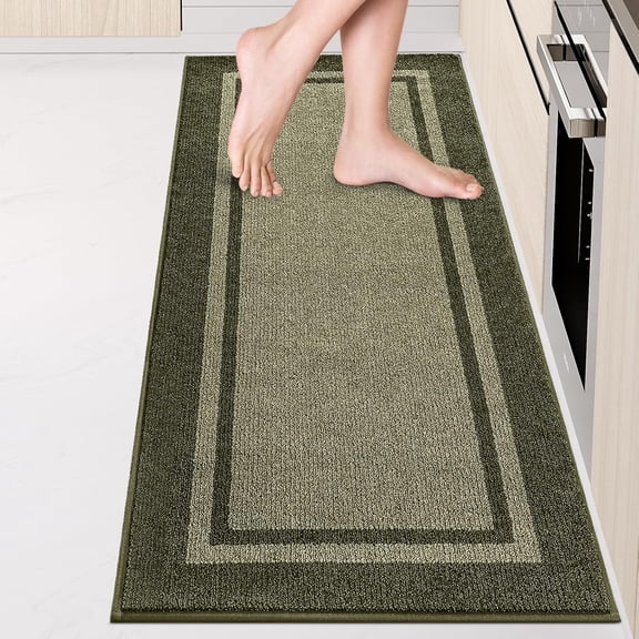 Kitchen Rugs 24" x 70", Non-Slip Machine Washable Kitchen Runner Rugs Floor Mats, Absorbent Comfort Standing Mats for Kitchen, Sink, Laundry and Hallway, Rolled Packaging, Budding Green & Sage Green