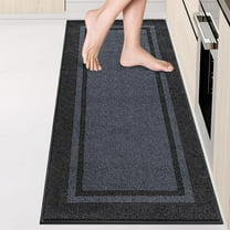 Kitchen Rugs 24" x 70", Non-Slip Machine Washable Kitchen Runner Rugs Floor Mats, Absorbent Comfort Standing Mats for Kitchen, Sink, Laundry and Hallway, Rolled Packaging, Bluish Grey & Charcoal
