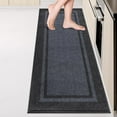 thumbnail image 1 of Kitchen Rugs 24" x 84", Non-Slip Machine Washable Kitchen Runner Rugs Floor Mats, Absorbent Comfort Standing Mats for Kitchen, Sink, Laundry and Hallway, Rolled Packaging, Bluish Grey & Charcoal, 1 of 14
