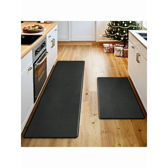 Kitchen Rugs 2PCS Kitchen Mat Anti Fatigue Mats For Kitchen Floor, Non-Slip Kitchen Floor Mat, Waterproof Memory Foam Standing Mat For Kitchen, Sink, Office