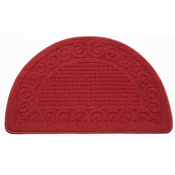 Kitchen Rugs, 31"x19" Kitchen Mats, Half Moon Round Kitchen Rugs Carpet, Specialized in Ultra Anti Skid Absorbent and Machine Washable for Kitchen Doorway Floors Accessories (Burgundy)