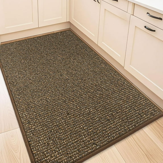 Kitchen Rugs 32"x48", Non-Slip Kitchen Mats for Floor, Super Absorbent and Stain Resistant Kitchen Rugs, Machine Washable Rugs for Kitchen, Hallway, Laundry & Sink, Brown