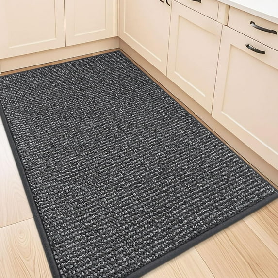 Kitchen Rugs 32"x48", Non-Slip Kitchen Mats for Floor, Super Absorbent and Stain Resistant Kitchen Rugs, Machine Washable Rugs for Kitchen, Hallway, Laundry & Sink, Charcoal