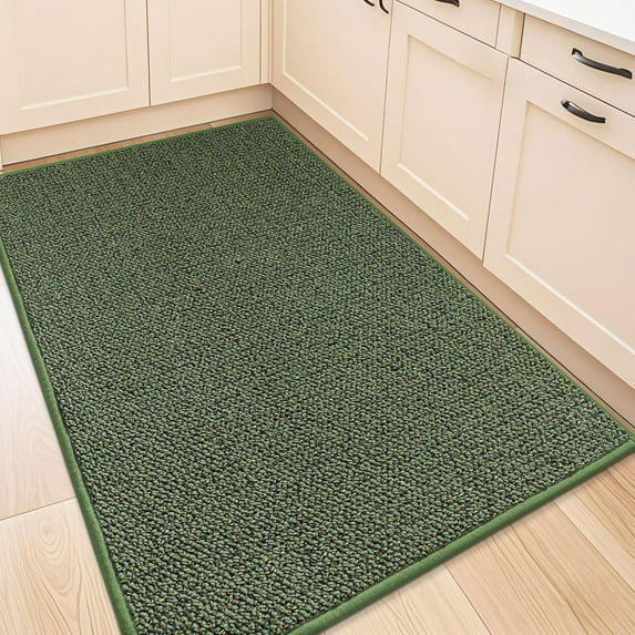 Kitchen Rugs 32"x48", Non-Slip Kitchen Mats for Floor, Super Absorbent and Stain Resistant Kitchen Rugs, Machine Washable Rugs for Kitchen, Hallway, Laundry & Sink, Green