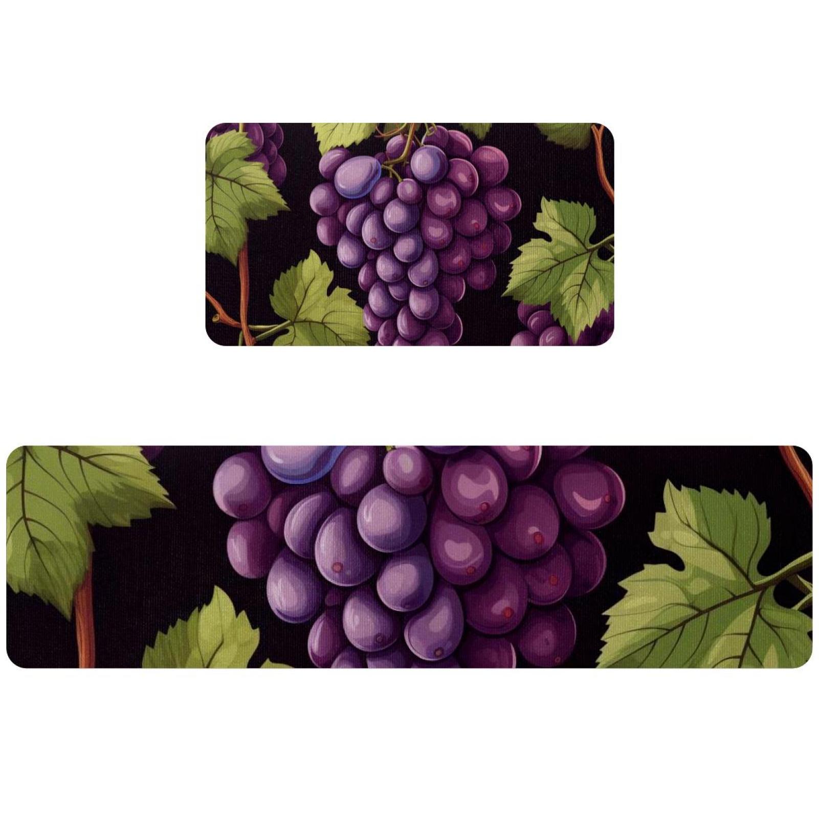 Kitchen Rugs Anti Fatigue, Grape Non Skid Cushioned Kitchen Mats and