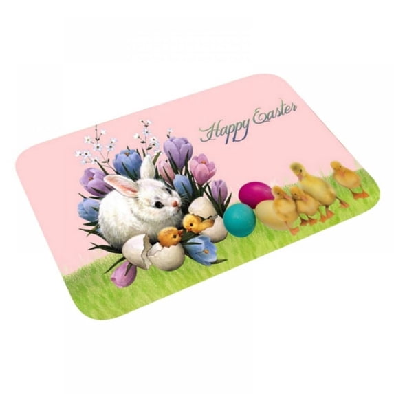 Kitchen Rugs Cute Bunny Festival Carpet Easter Eggs Bath Rug Easter Welcome Doormat Happy Easter Day Home Decor