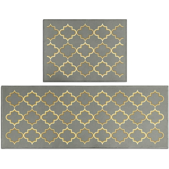 Kitchen Rugs Kitchen Mat Set of 2 Kitchen Rug Non-Slip Kitchen Rugs and Mats Floor Mat Doormat Runner Rug for Kitchen, Laundry, Living Room, Bedroom, Bathroom, Front Door