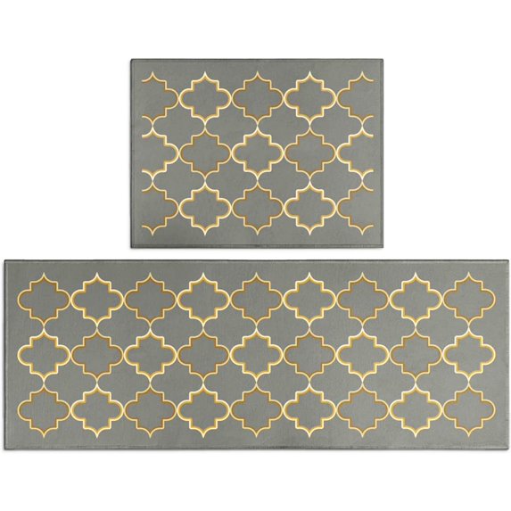 Kitchen Rugs Kitchen Mat Set of 2 Kitchen Rug Non-Slip Kitchen Rugs and Mats Floor Mat Doormat Runner Rug for Kitchen, Laundry, Living Room, Bedroom, Bathroom, Front Door