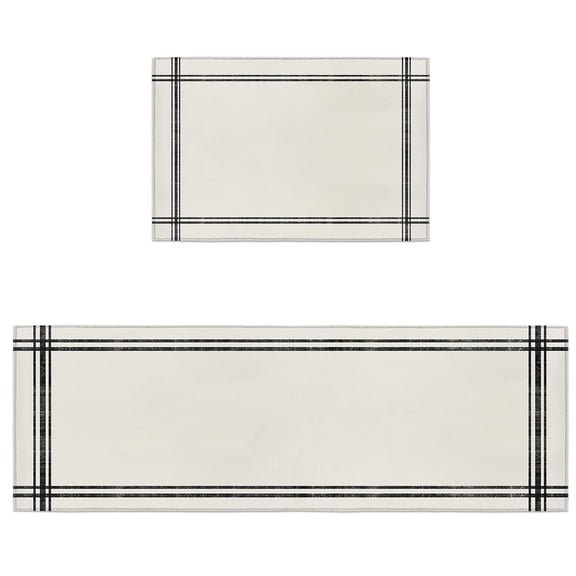 Kitchen Rugs and Mats 2 Pieces Solid Color Runner Rug Sets Apricot Soft Comfort Standing Kitchen Mats for Floor Absorbent Area Rugs Carpet Non Slip Cushioned Doormat