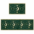 thumbnail image 1 of Kitchen Rugs and Mats 2 Pieces Stars Moon Runner Rug Sets Green Bohemian Gorgeous Starry Night Soft Comfort Standing Kitchen Mats for Floor Absorbent Area Rugs Carpet Non Slip Cushioned Doormat, 1 of 9