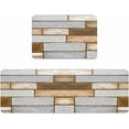 thumbnail image 1 of Kitchen Rugs and Mats,Brown Gray Retro Wood Board 2 Piece Anti Fatigue Area Runner Rug Set Comfort Standing Floor Mat,Farm Barn Rustic Wooden Non Slip Absorbent Doormats for Laundry/Bathroom/Bedroom, 1 of 6