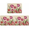 thumbnail image 1 of Kitchen Rugs and Mats,Country Tulip Flowers Red Purple 2 Piece Anti Fatigue Area Runner Rug Set Comfort Standing Floor Mat,Pastoral Botanical Retro Linen Non Slip Absorbent Doormats for Laundry, 1 of 6